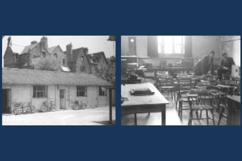 Photos of first institute lab and lecture rooms